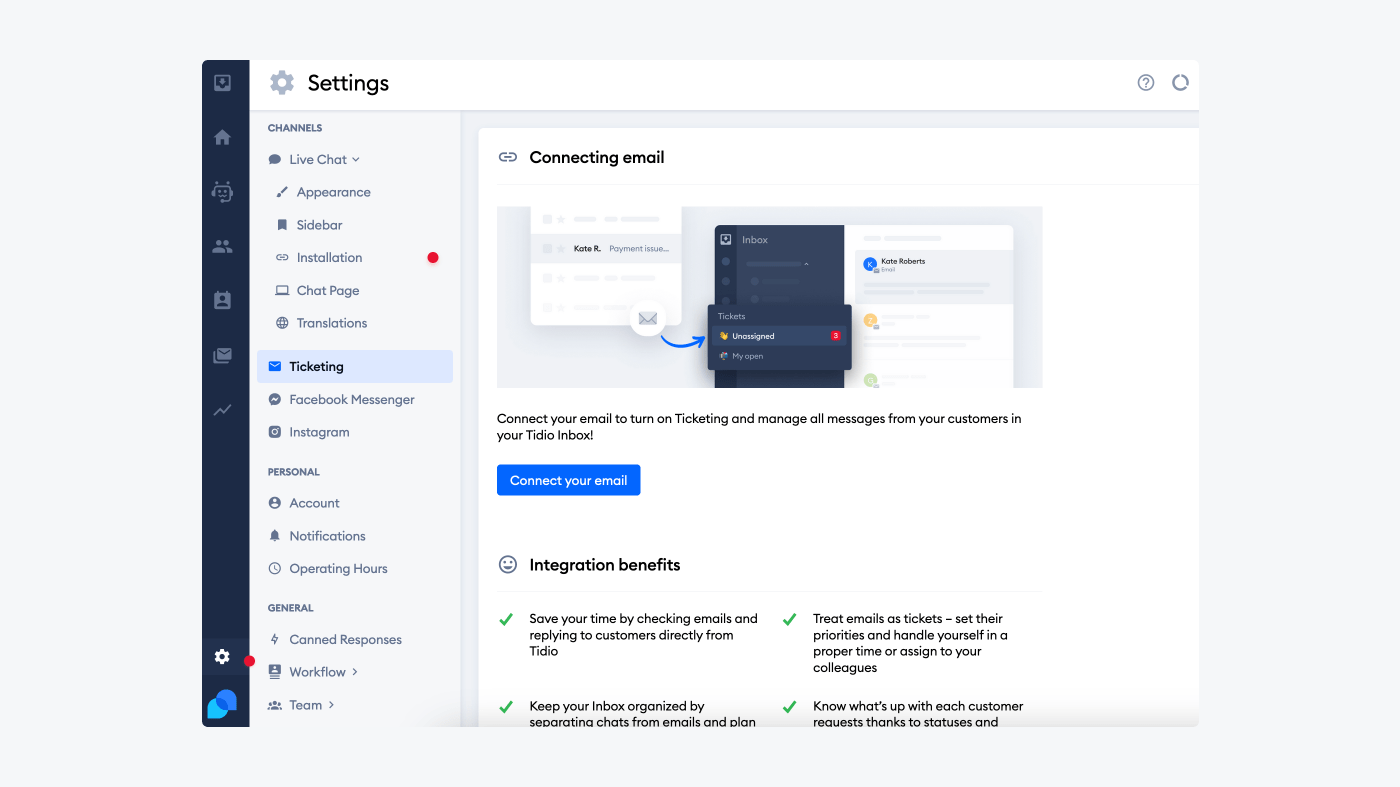 first step how to create a help desk ticketing system with tidio 