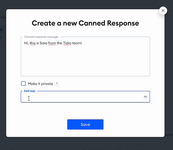 adding a new canned response step 2