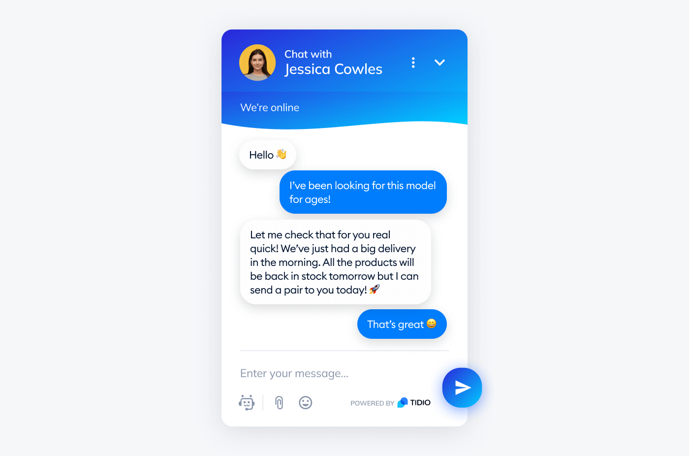 real time conversation example real time conversation example with tidio