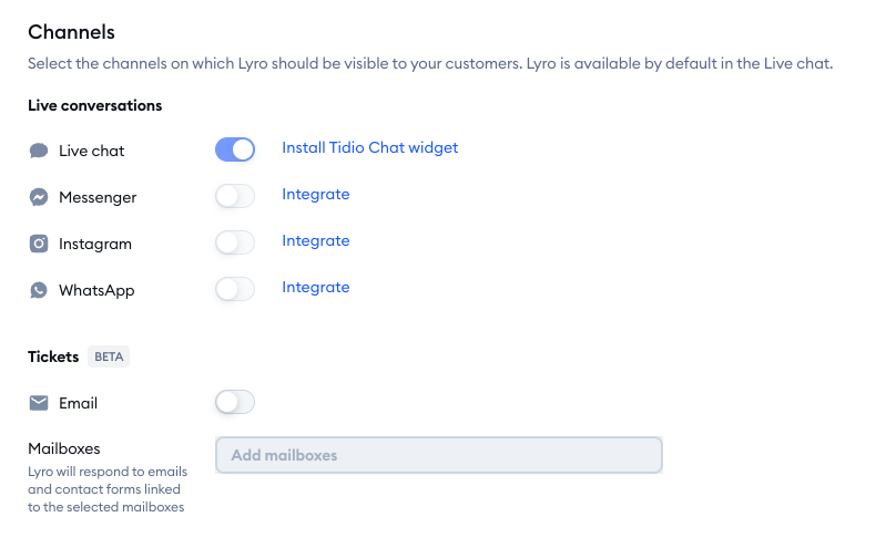 Lyro multichannel options