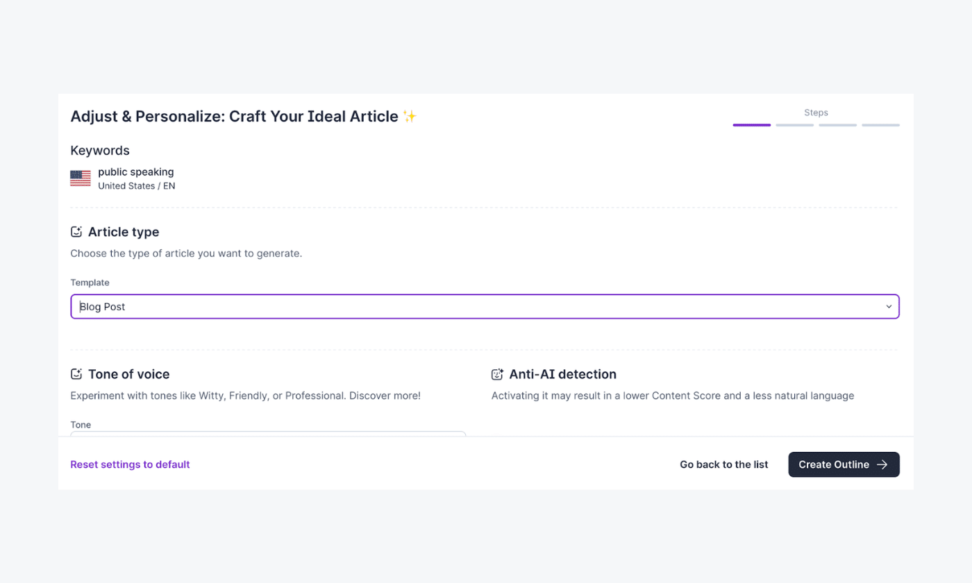 Surfer AI SEO panel screen