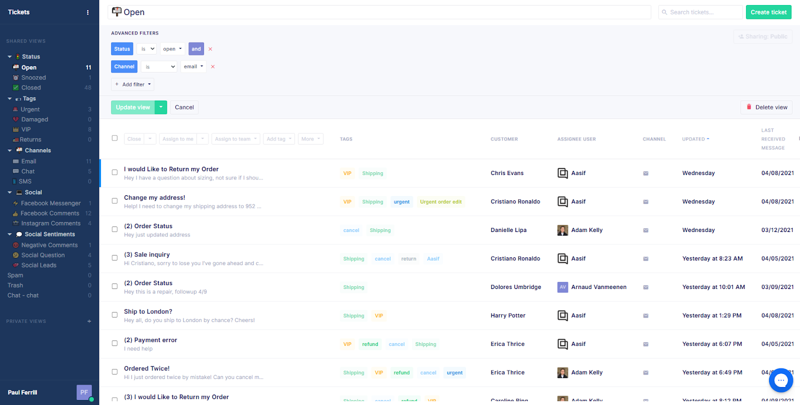 Example of Gorgias’ interface.
