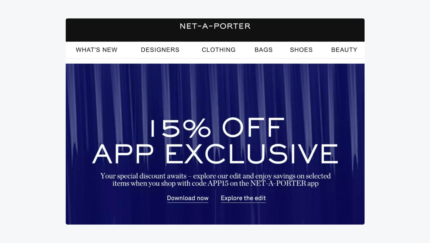 coupon examples for online shopping from Net-a-porter