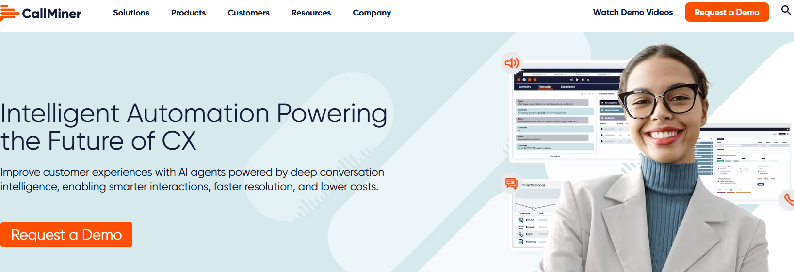CallMiner’s landing page.