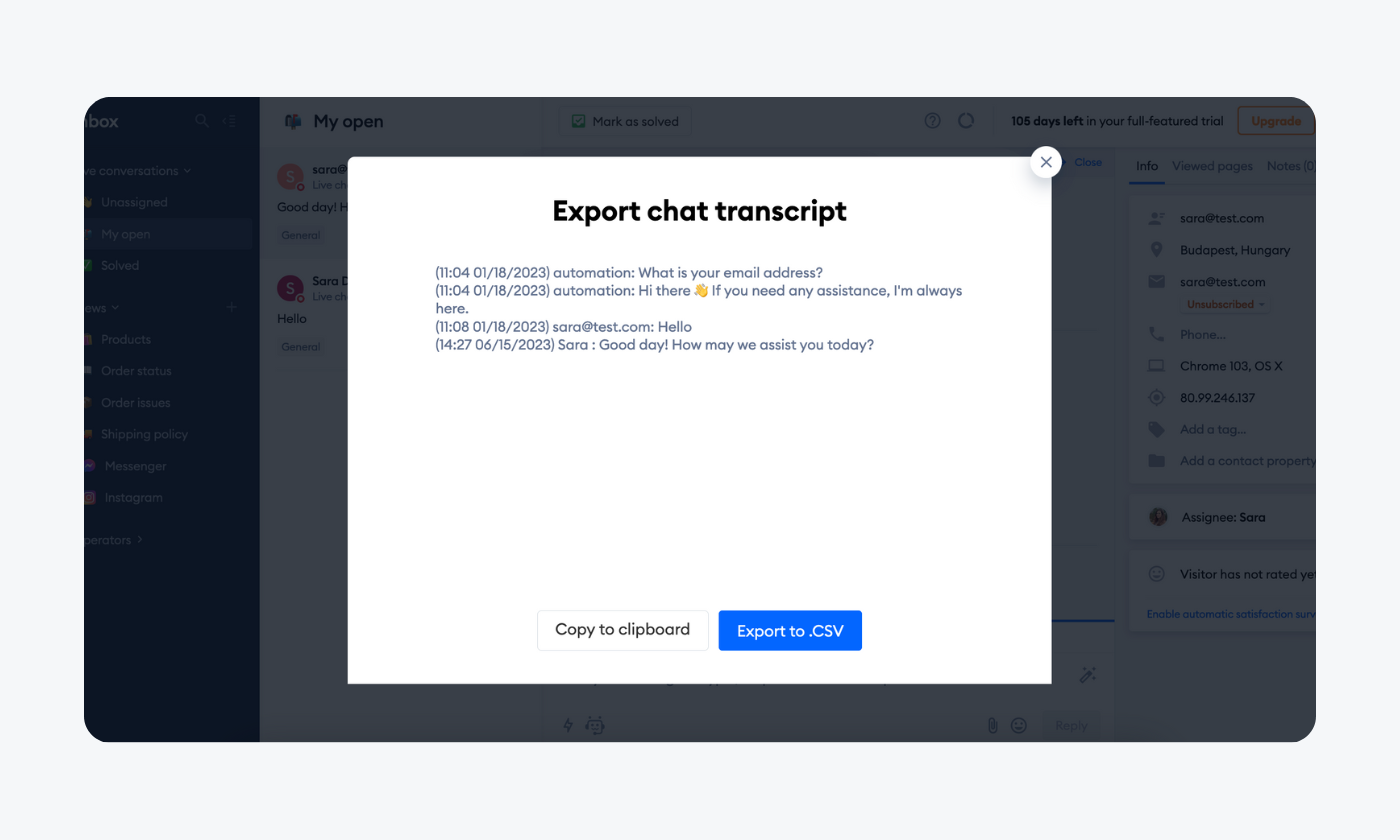export the transcript on image export the transcript on image
