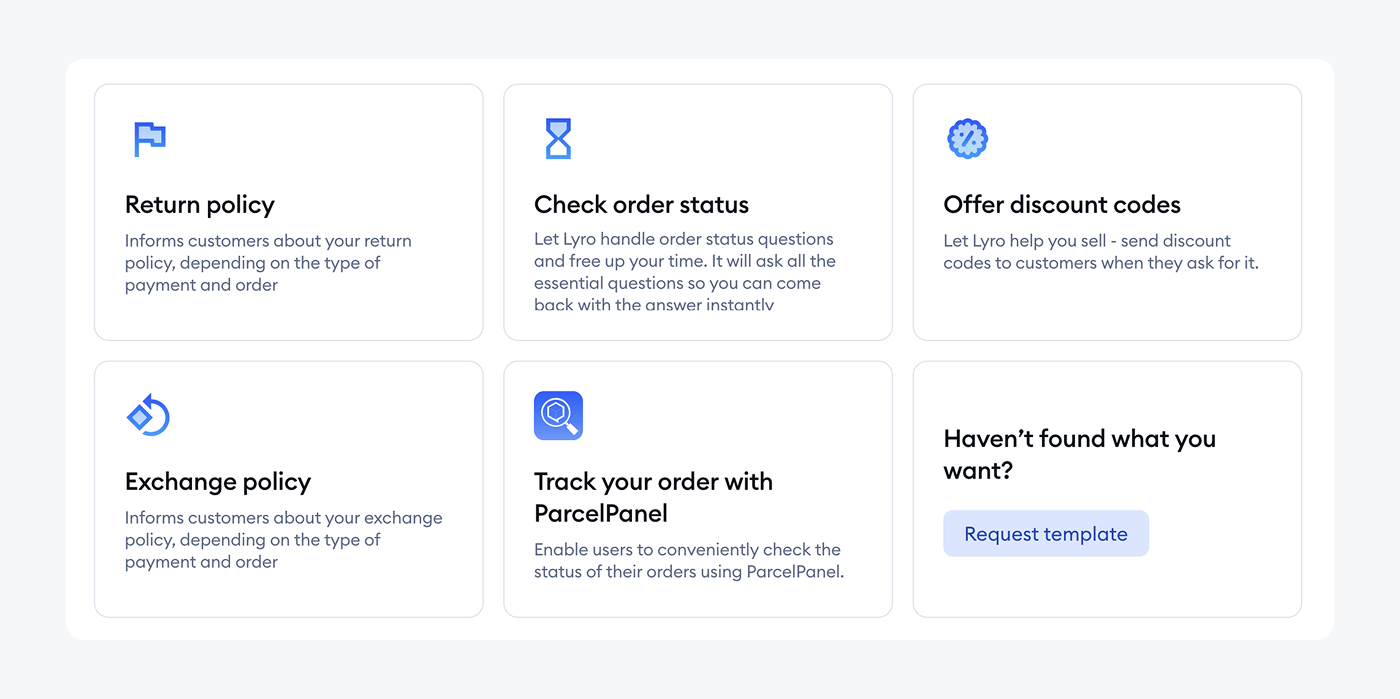 A list of Lyro’s Simple Actions templates.