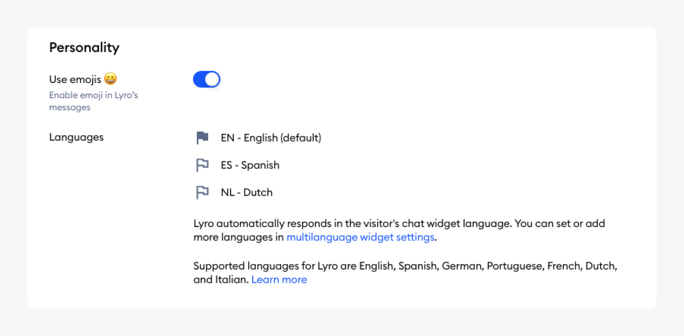 Lyro can translate multiple languages