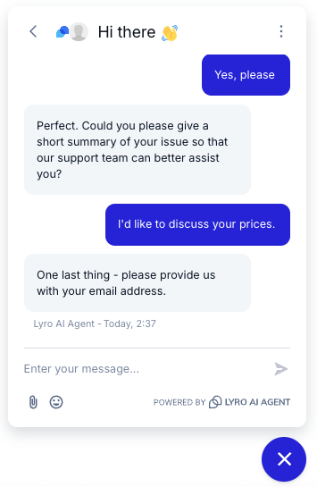 Lyro ticket creation