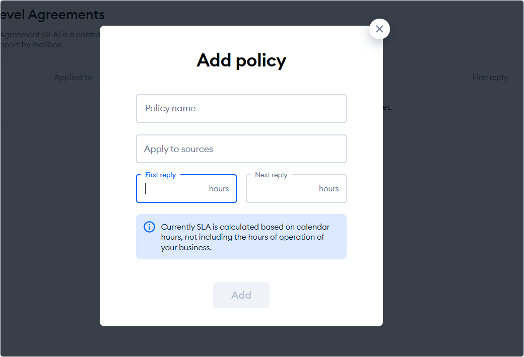 Add policy window