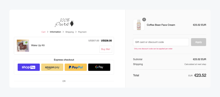 Checkout page example Checkout page example
