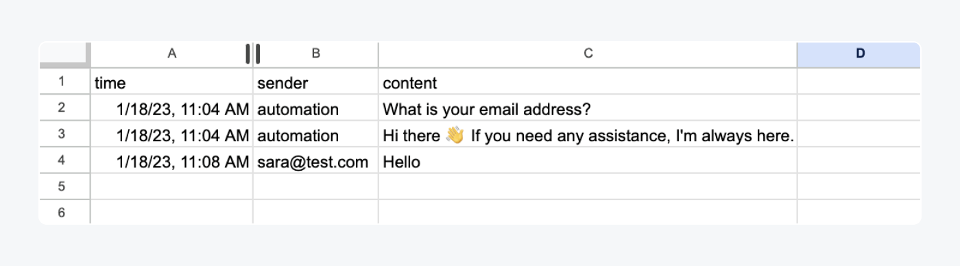 example of transcription as a csv doc