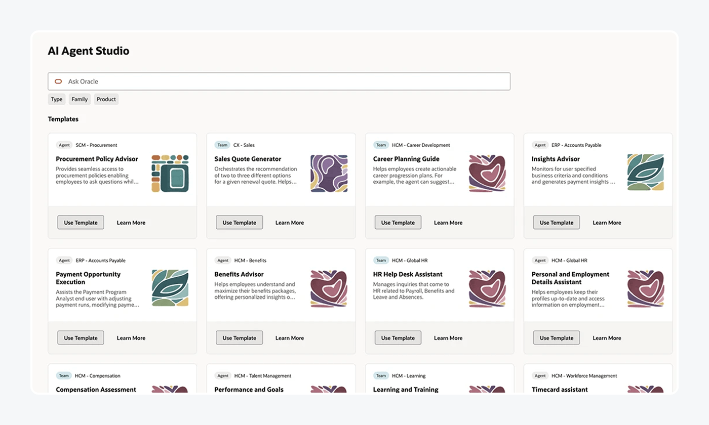 Oracle agentic AI templates