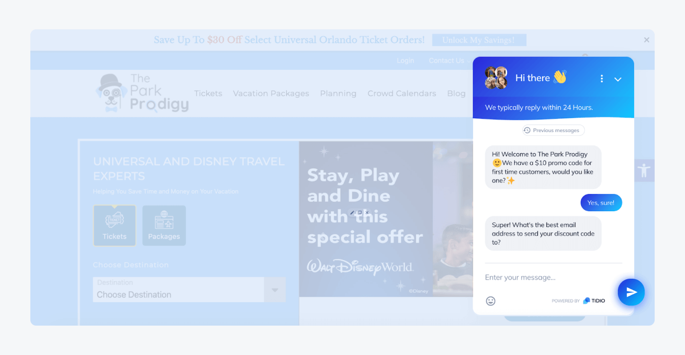 Park Prodigy chatbots usage example
