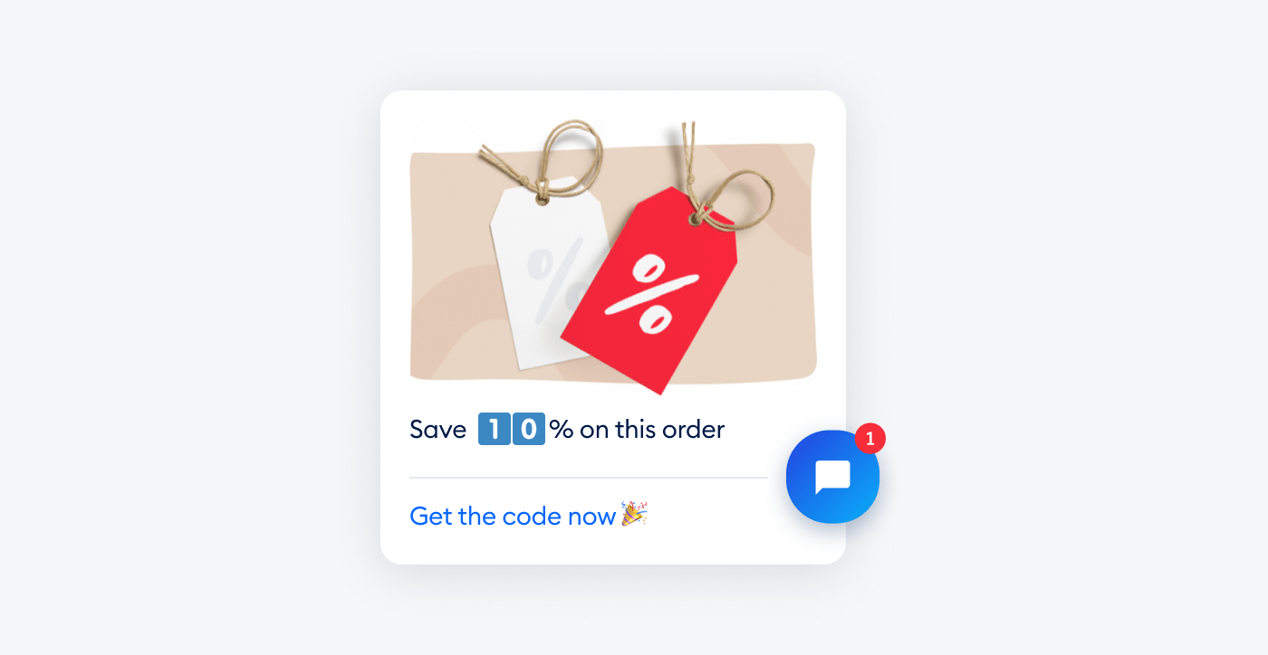 discount pop up discount pop up example with tidio