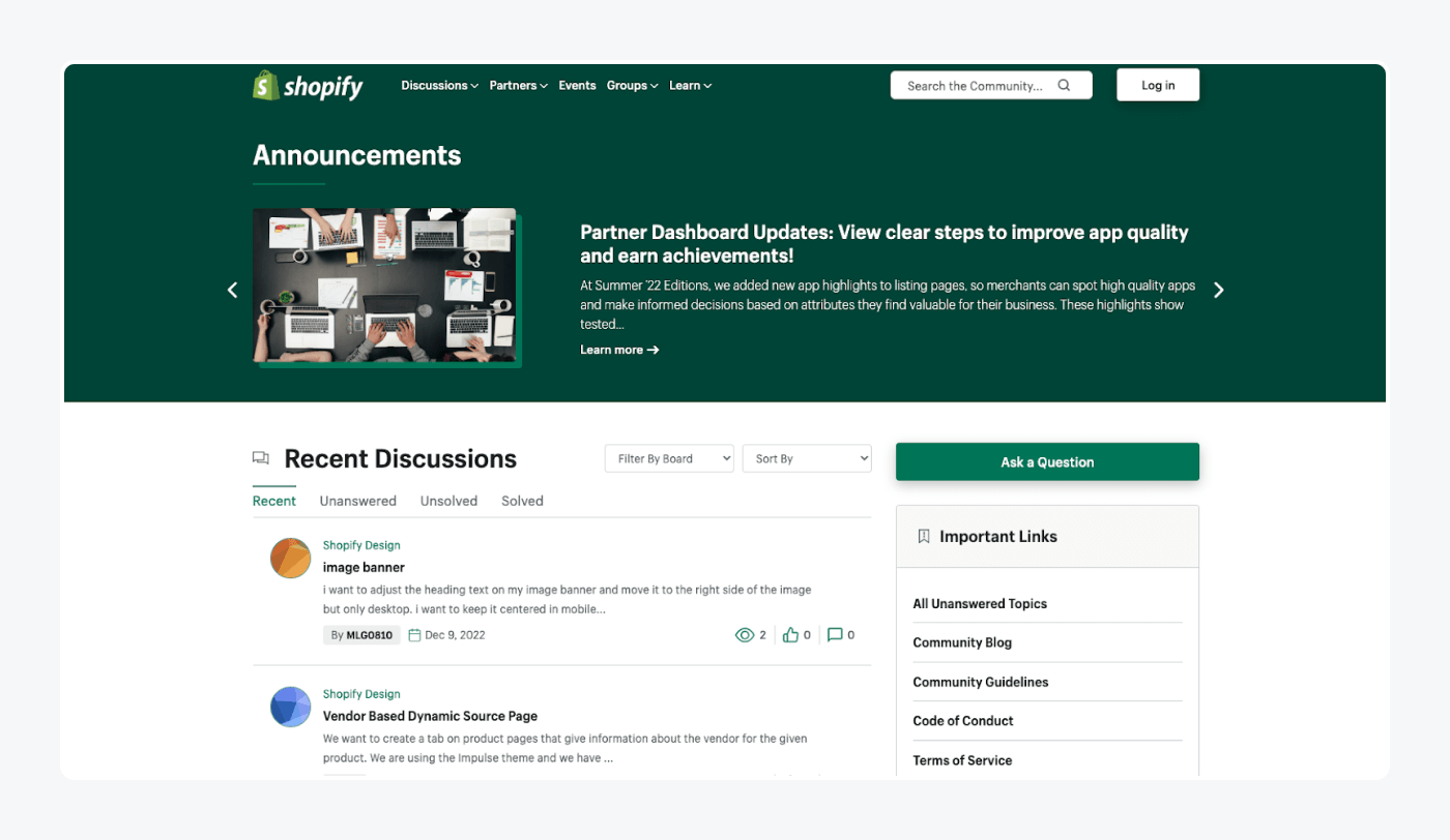 Community forum example Community forum example