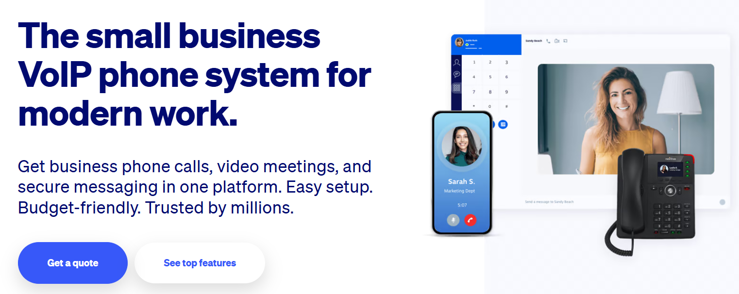 Nextiva’s landing page.