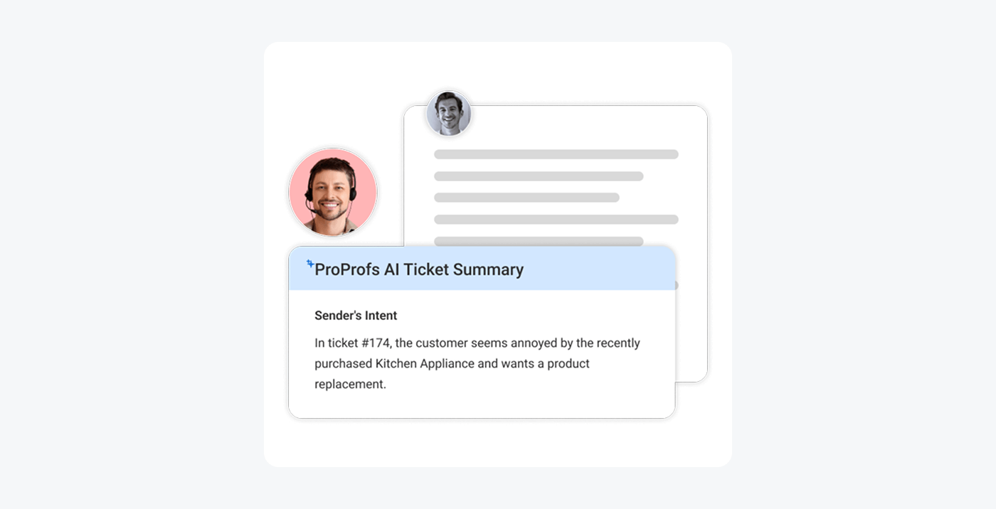 ProProfs Desk AI ticket summary