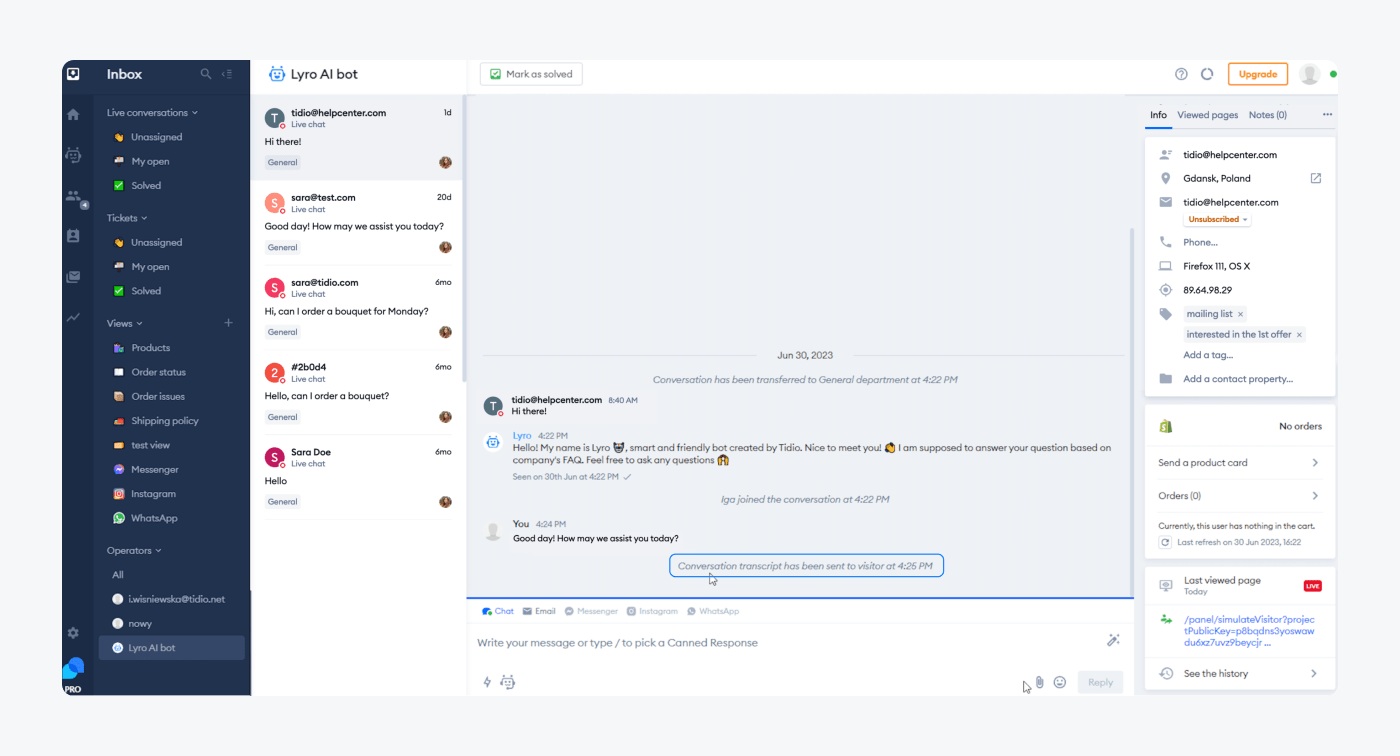 Sending chat transcripts automatically Sending chat transcripts automatically