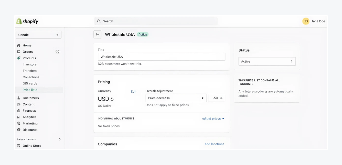 Shopify Plus - interface