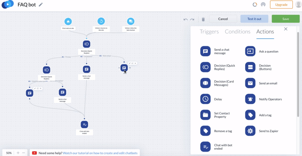 'Chat with bot ended' added to the map