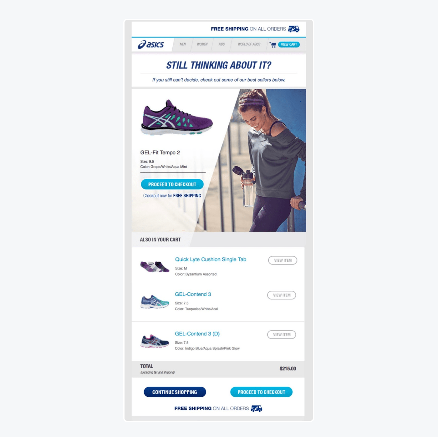 asics' abandoned cart email examples