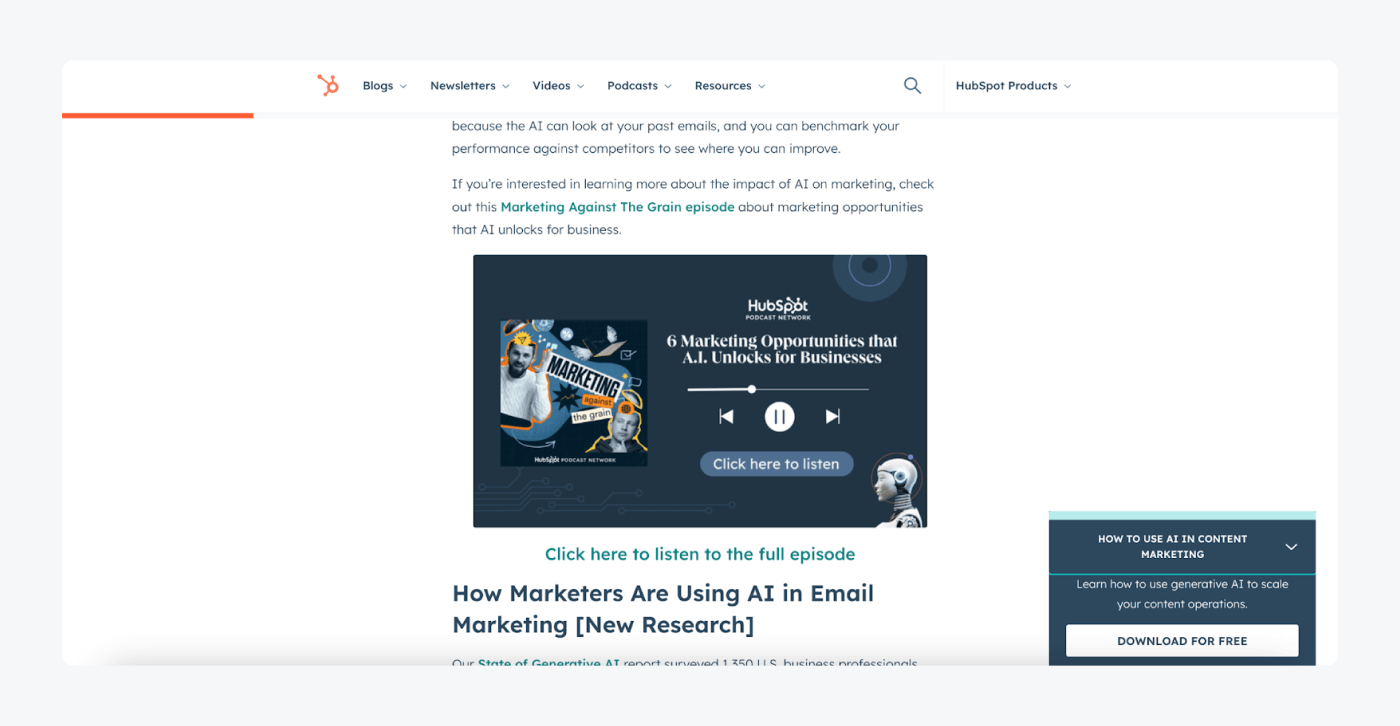 hubspot example image how HubSpot uses the blog to promote gated content