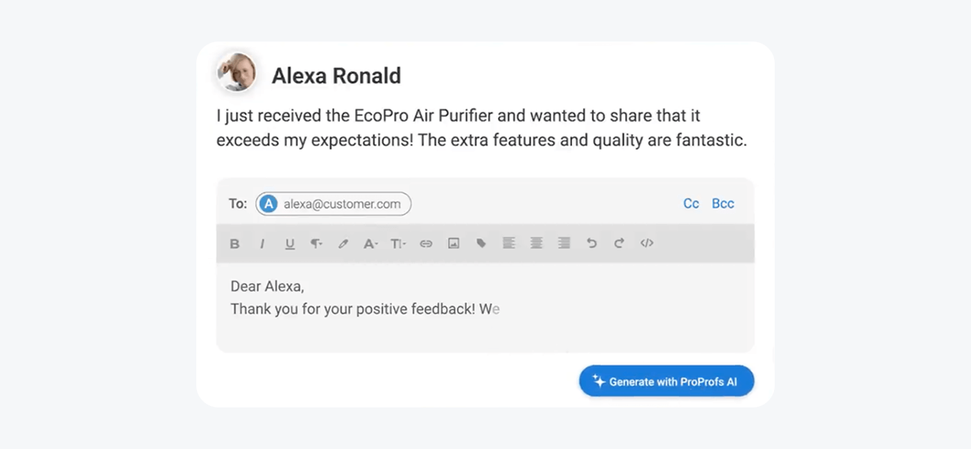 ProProfs AI agent for ecommerce