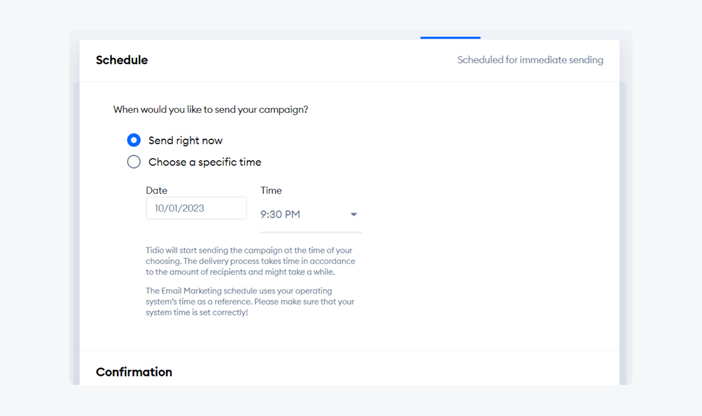 scheduling email campaign with tidio scheduling email campaign with tidio
