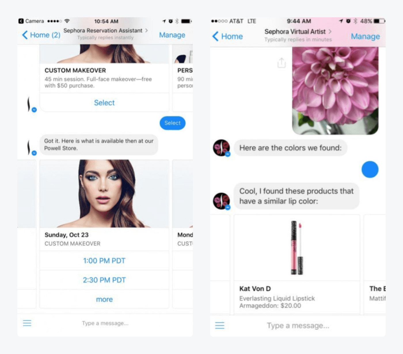 sephora's landing page with shopping bot