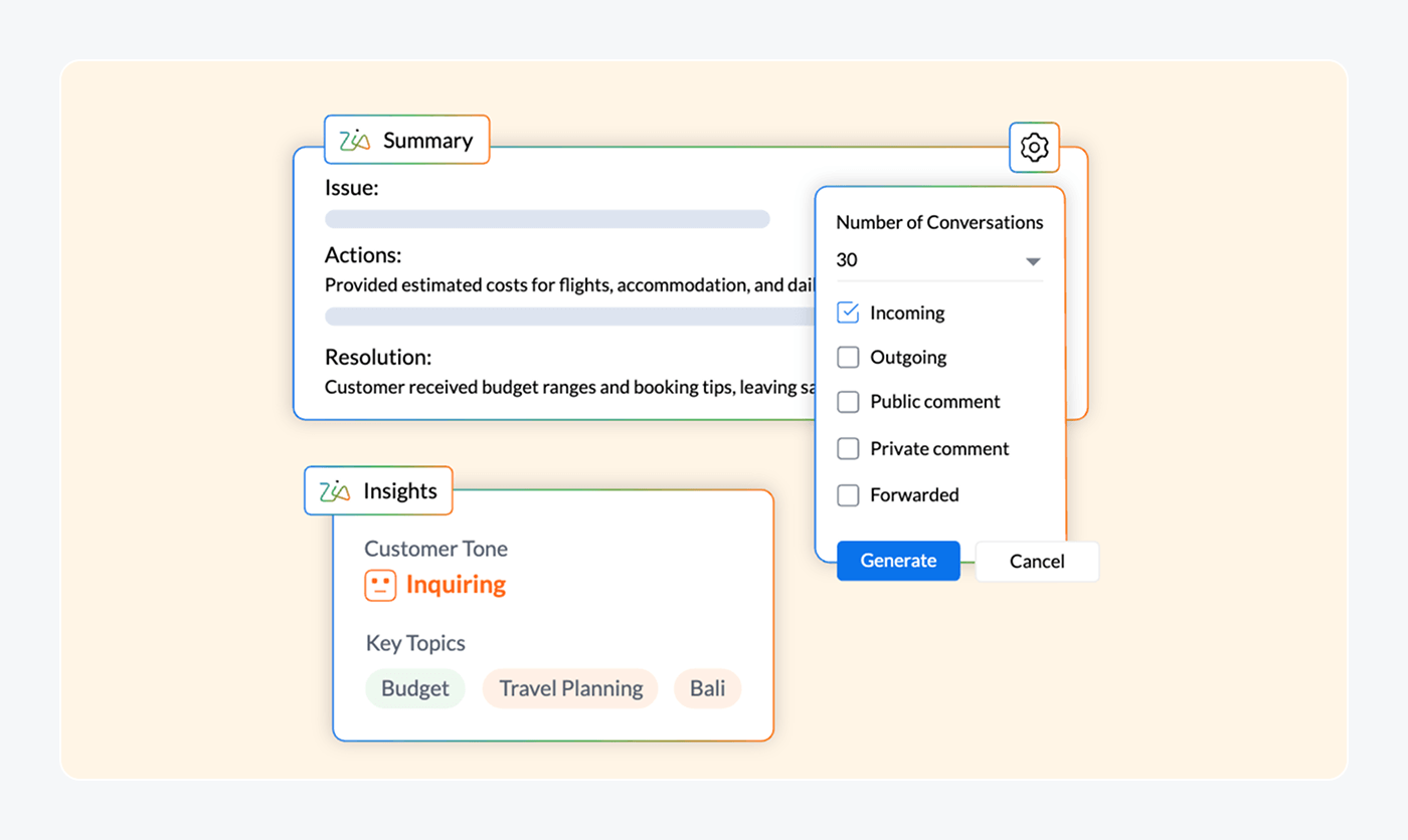 Zoho Desk AI agent for customer service