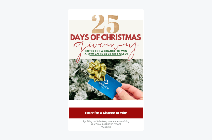 Christmas giveaway example Christmas giveaway example