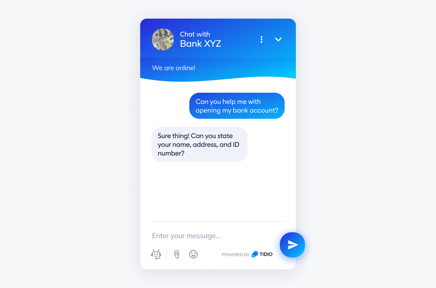 example of banking chatbot intents