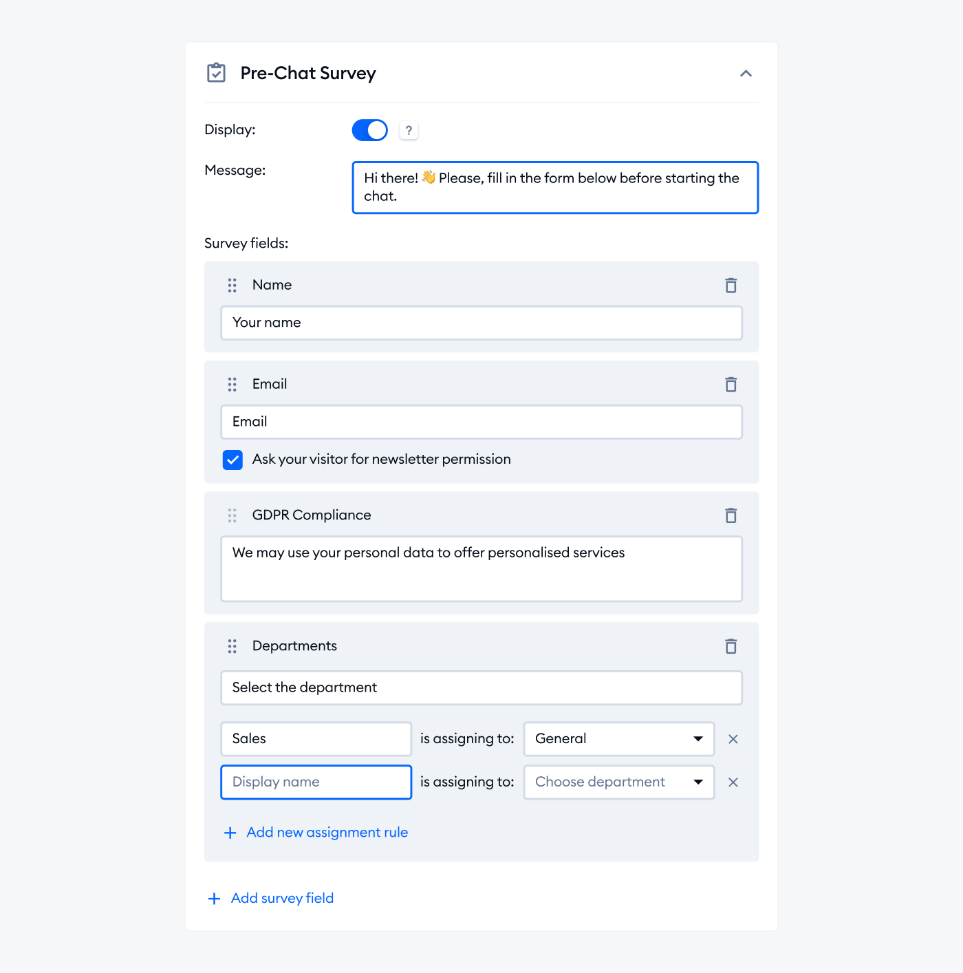 step 2 How to create a pre-chat form step 2