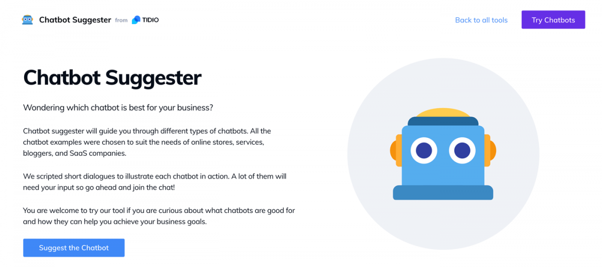 A suggester tool for choosing bots