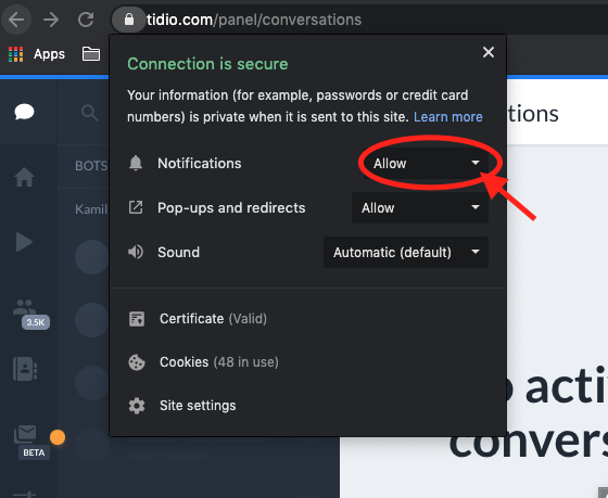 allow notifications Google Chrome