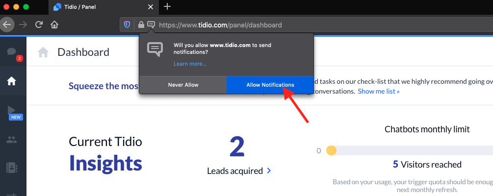 allow notifications Mozilla Firefox