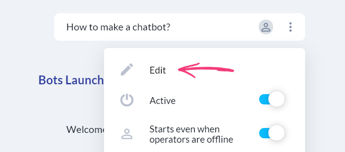 Chatbot-management-drop-down-menu