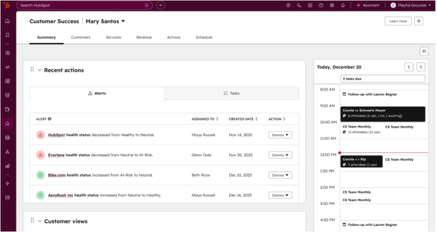 HubSpot service hub dashboard