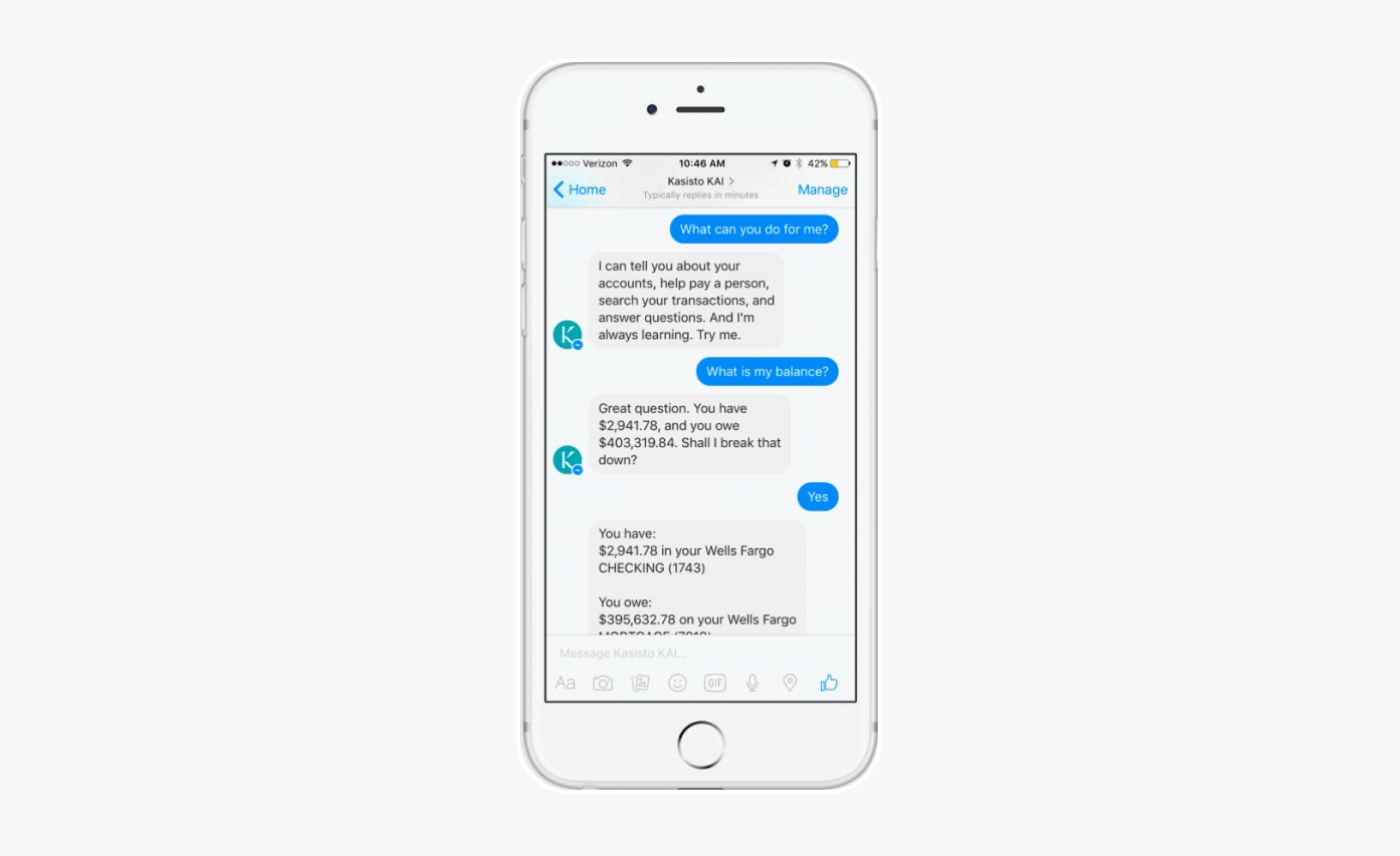 kasisto ai chatbot window view