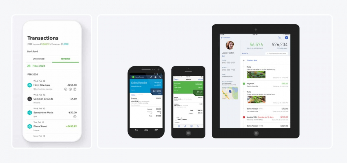 Quickbooks app's mock ups