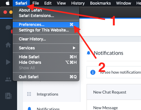 enable notifications Safari