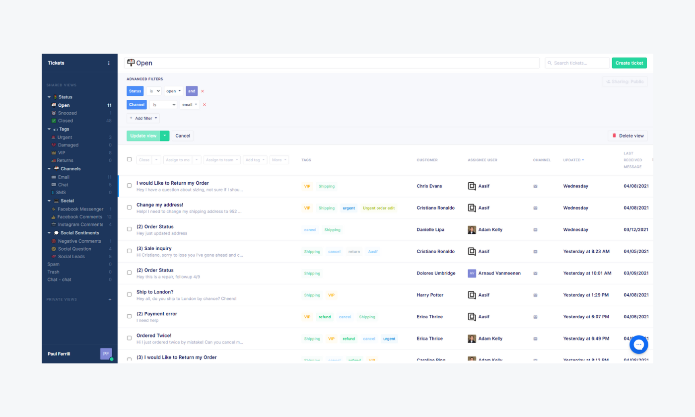 Gorgias interface example