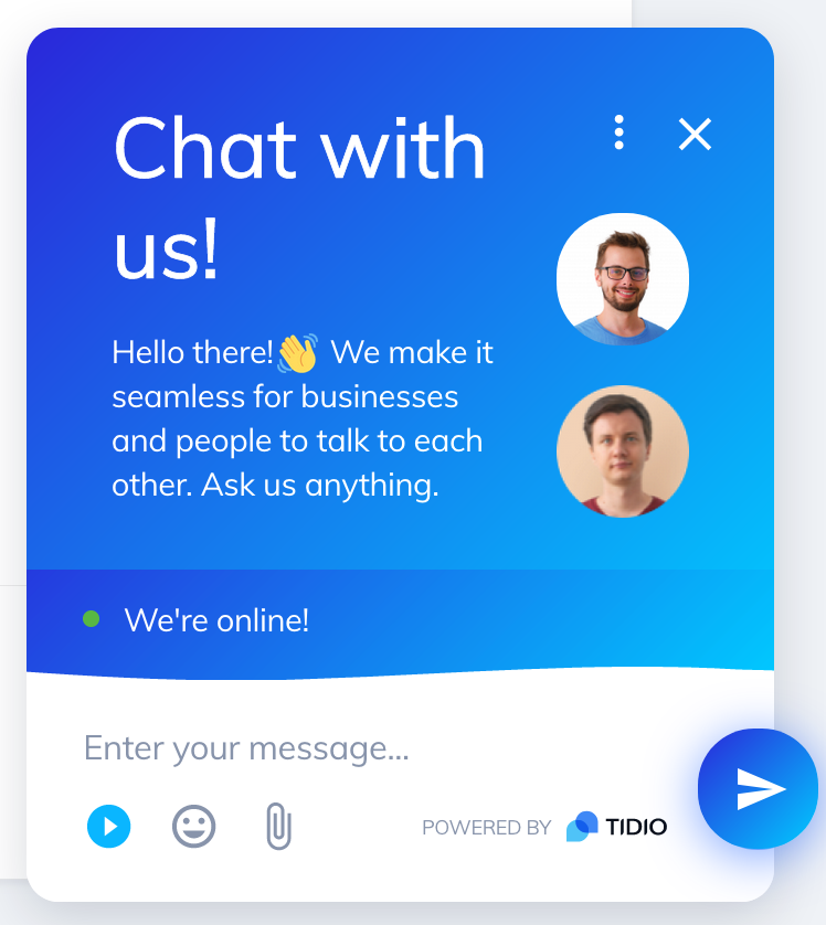 How the 'Get Started' widget looks like in our Tidio app
