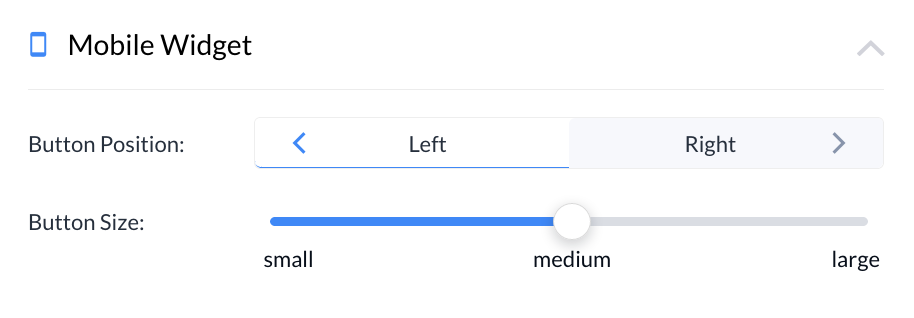 What you can edit in the 'Mobile Widget' section