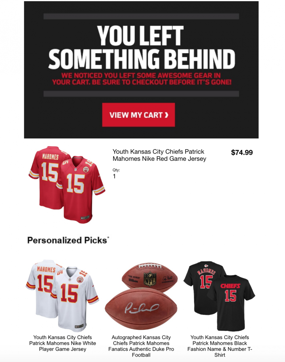 Abandoned cart email