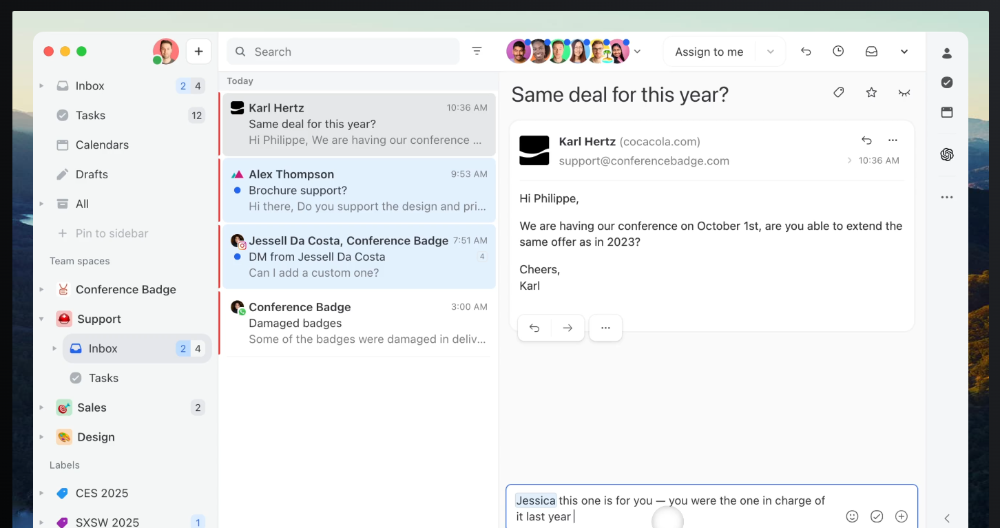 Missive shared inbox