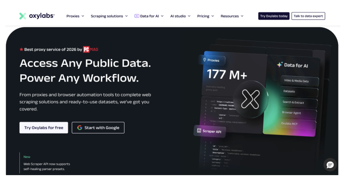 oxylabs homepage