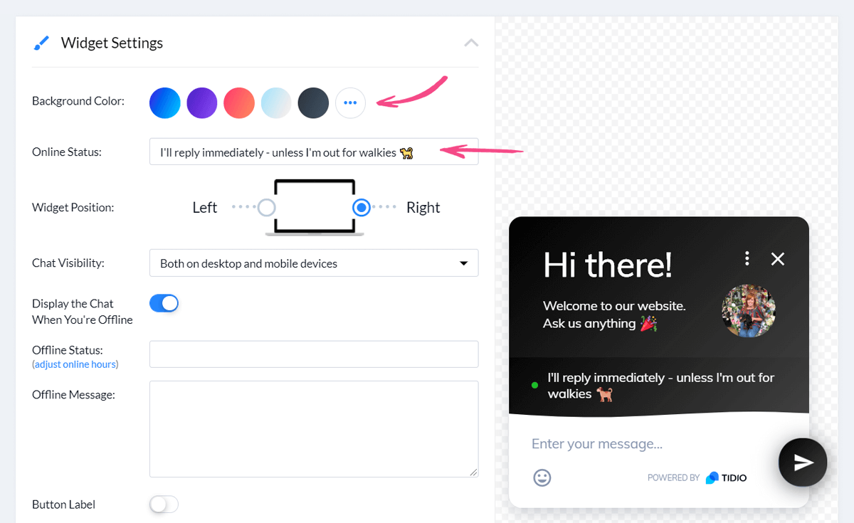 Live chat widget personalization