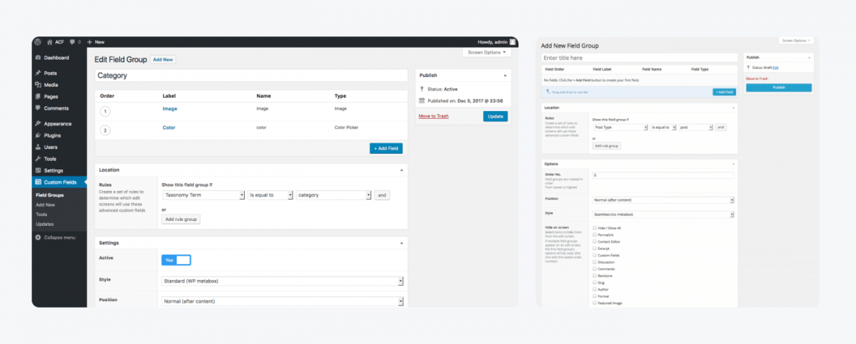 Advance Custom Fields settings in wordpress