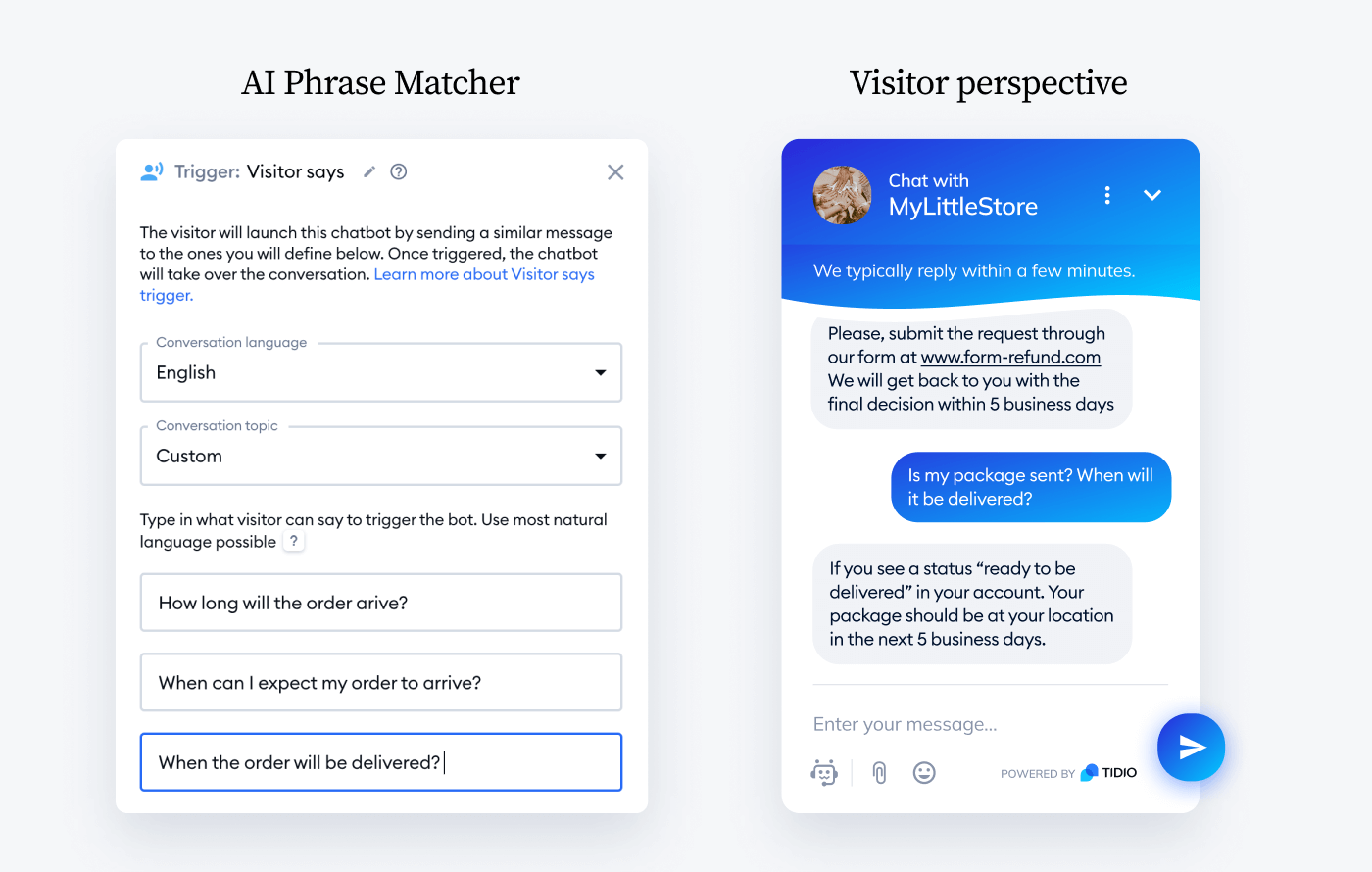 AI Phrase Matcher by tidio ai
